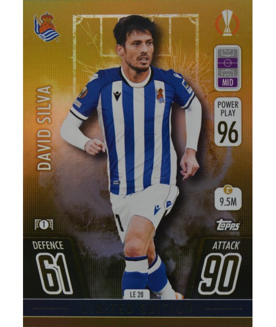 Topps Match Attax Champions League 2021/2022 GOLD Limited Edition David Silva (Real Sociedad de Fútbol)